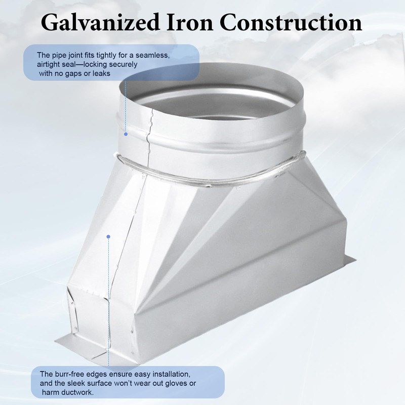TA-VIGOR 4" Round to 3-1/4" x 10" Rectangular Duct Transition