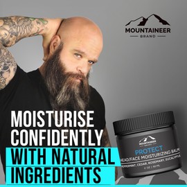 Mountaineer Brand Natural Moisturiser with Fresh & Natural Scent | Bald Head Care for Men | Non-Greasy Scalp and Face Balm | Made in West Virginia | Protect | 2oz