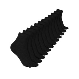 Bencailor 6 Pairs Women Toe Socks Cotton Breathable Compression Crew Five Toe Sock for Women Men Athletic Running(Black,5-9)