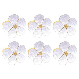 Anillos de Servilleta de Flores, Juego de 6, Aleación Dorada, Diámetro de 4.5 cm, Decoración Elegante para Bodas, Cenas y Eventos Especiales