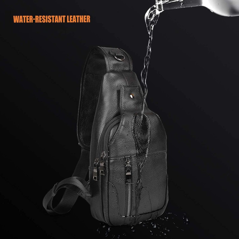 Polare Cowhide Leather Waterproof Casual Daypack Anti Theft Sling Shoulder