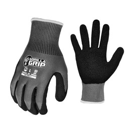 Gorilla Grip A3 Cut Resistant Work Gloves, Touschreen Compatible Safety Gloves, Breathable, Nitrile Coated, Grey - Large (12 Pack)