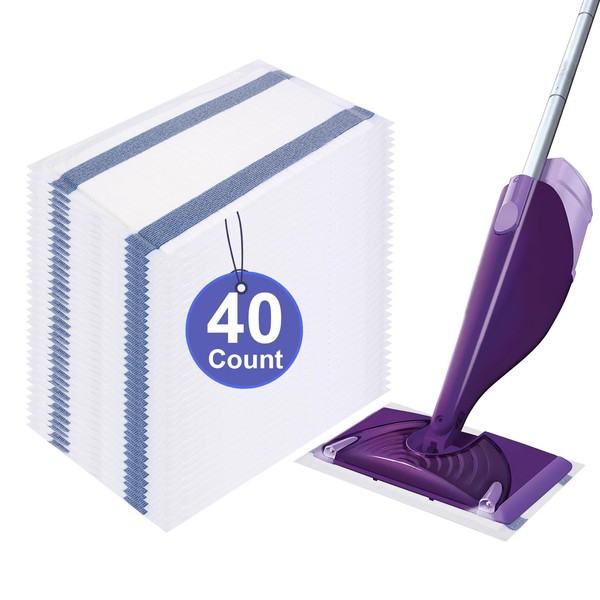 40PCS Disposable Mop Pad Refills for Swiffer Wet Jet Mops,