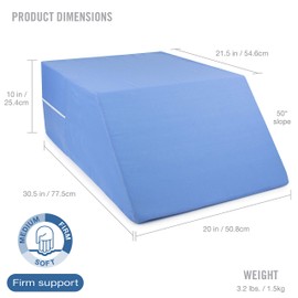 DMI Wedge Pillow, Leg Pillow, Bolster Pillow, Incline Pillow for Leg Elevation, Snoring, Circulation, Pregnancy, Sciatica, Rest or Foot Elevation, Blue, 30.5 x 20 x 10