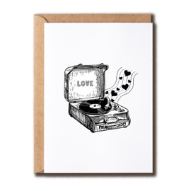 VLPGifts Love Card - Love Letterpress Card - Valentine Greeting Card - Romantic Love Song Card - Record Card For Him Her, White