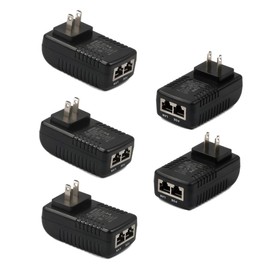 POE Power Supply Injector Wall Plug =Dohmo= 48V/0.5A 34W for IP CCTV Camera, Access Point WFi, IP Voip Phone, IP Doorbell, Raspberry 3B+, etc.. Pack of 5
