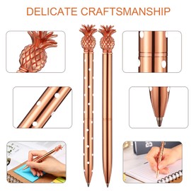 Outus Pineapple Pens Metal Ballpoint Rose Gold Pens for Graduate Back to School Gifts Black Ink Office Supplies Birthday Wedding Baby Shower Presents,1.0 mm(4 Pieces)