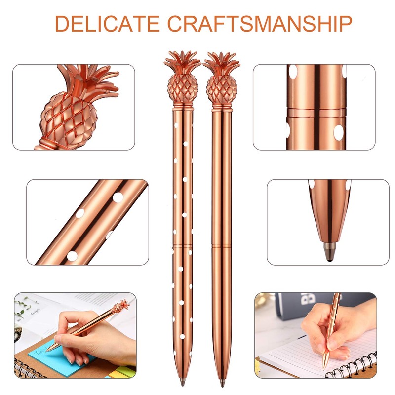 Outus Pineapple Pens Metal Ballpoint Rose Gold Pens for Graduate
