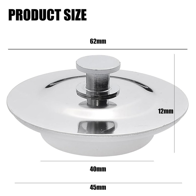 Universal Bath Plug for 40-45mm Holes - Stainless Steel Drain
