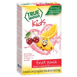 True Lemon Kids Fruit Punch Drink Mix No Artificial Sweeteners or Flavors, 10 count