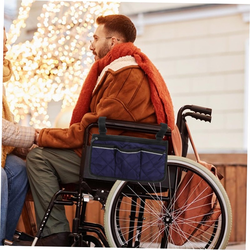 Healeved Robust Wheelchair Armrest Side Bag Walker Accessories Easy Installation