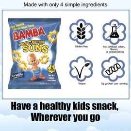 Osem Bamba Peanut Butter Suns Snacks for the Whole Family - All Natural Peanut Butter Corn Puffs Snacks (4 pack - 4oz Bags) - Made with 4 Simple Ingredients
