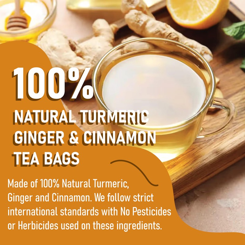 Premium Turmeric, Ginger, Cinnamon Blend Tea Bags, 100% Natural &
