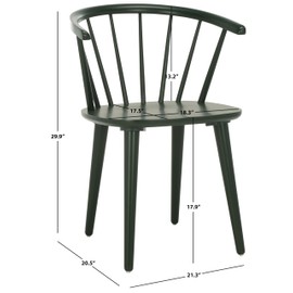 SAFAVIEH Home Collection Blanchard Garden Green Solid Wood Curved Windsor Spindle Side Chair Set of 2