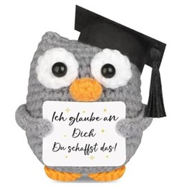 Inspirational Owl Graduation Gifts Teacher's Day Gifts Funny Positive Crochet Owl with Cap for Her Him,Emotional Crochet Animals for Women Men Birthday Thanksgiving,Christmas