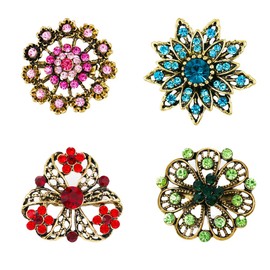 SSyang 4 Pieces Women's Pins, Brooch Rhinestone Scarf, Clothing Women's Brooch, Suitable For Women's Scarves, Jackets, Dresses, Party Gifts, Jewelry Accessories Gifts (Colorful)