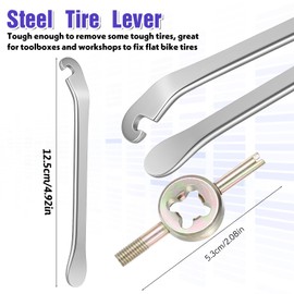Jxiwfvl 7 PCS Bicycle Spoke Wrench, Steel Bike Rim Correct Tool with 1 Piece Tire Lever, Universal Bike Spoke Tool Kit for Adjust Bicycle Wheel Tension