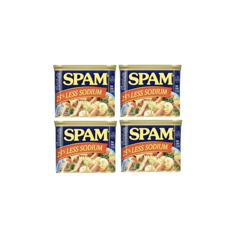 SPAM 25% Less Sodium 4 Set 12 oz. Cans Meat