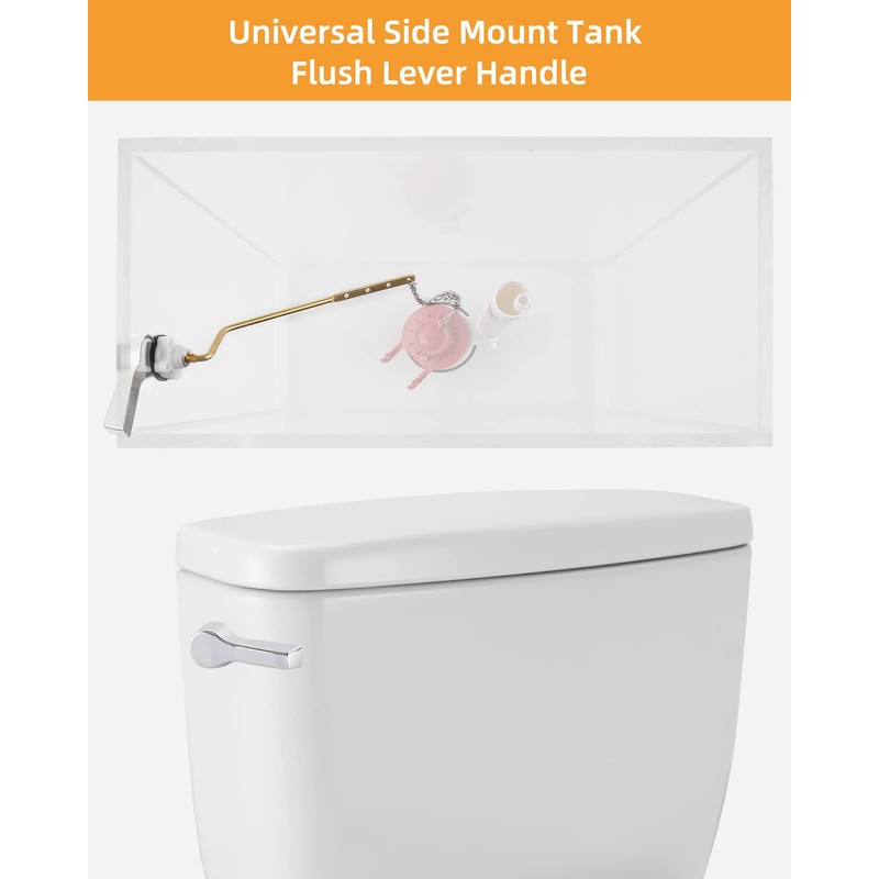 Hibbent Universal Metal Side Mount Toilet Handle Replacement Kit, Brass