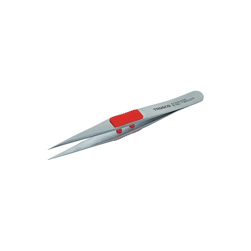 TRUSCO TSP-210 Stainless Steel Tweezers with Rubber Grip 4.7 inches