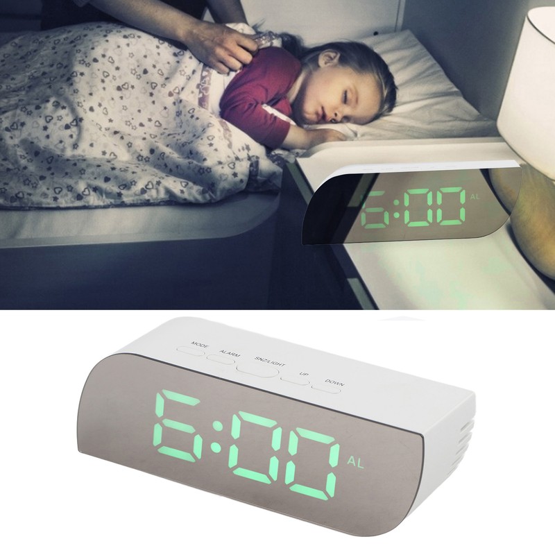 LED Digital Clock 12/24 Hour Conversion Adjustable Brightness Bedside Alarm