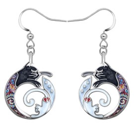 DUOWEI Cute Anime Cat Earrings Charms Enamel Cat Jewellery Dangle For Women Girls Birthday Holiday Gifts, Zinc, Sandstone