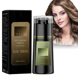 Hair Dye Shampoo, Light Brown Hair Dye Shampoo for Grey Hair, Botanical Formulation No Hair Damage, No Bleach, Instant Hair Colour Shampoo for Men and Women, Hair Dye Shampoo 3 in 1 (Light Brown)
