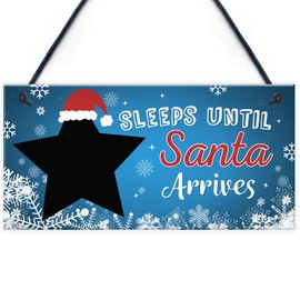 RED OCEAN Kids Countdown To Christmas Decoration Board Sleeps Till Santa Hanging Plaque Gifts