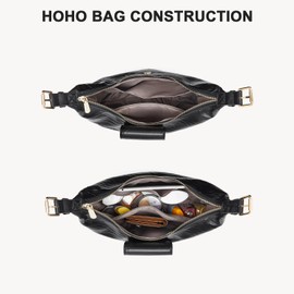 BOSTANTEN Women Leather Handbag Designer Ladies Hobo Purses Shoulder Bags, Black