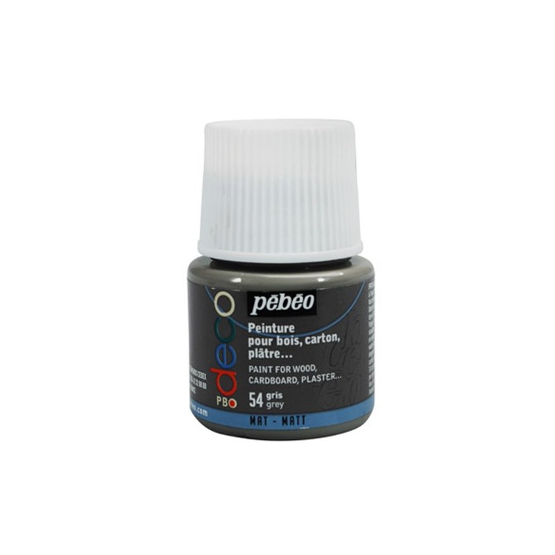 Pebeo Deco Acrylic Matt Paint 45-Milliliter Bottle, Grey