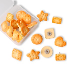 20 Pcs Cookie Shaped Push Pins, 5 Different Designs Suitable for Decorating Soft Wooden Boards Classrooms and Offices. Cute Cookie Push Pin Office Desk Accessory Set