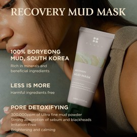 BRMUD Boryeong Mud Clay Face Mask, Pore Reducer & Minimizer, Blackhead, Acne Control for Oily Skin, Redness Relief and Skin Tightening Mask for Women and Men - Recovery Mud Mask 110ml (3.72 fl.oz.)