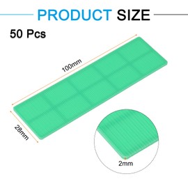 QUARKZMAN Pack of 50 Plastic Spacers 100 x 28 x 2 mm Tile Wedges Spacer Plates Levelling Plates Spacer Blocks for Windows Green
