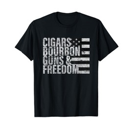 Cigars Bourbon Guns & Freedom T-shirt Flag Tee T-Shirt