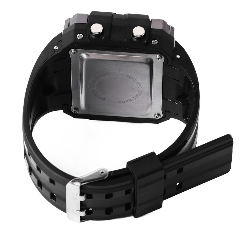 Men Rectangle Digital Sports Watch Night Light Rectangle Display Waterproof