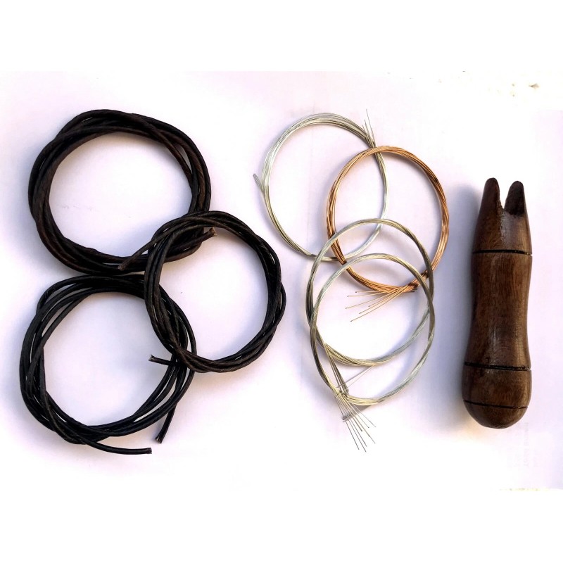 Vadyam Sarangi Combo Accessory Set Including Gut string set, metal