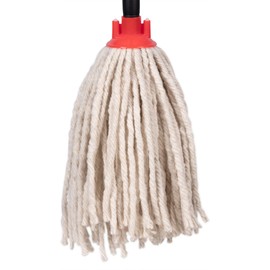 Jazooli Mop Heads Replacement - Commercial & Household Wet & Dry Mops for Cleaning Floors, Kitchen, Bathroom - Colour Coded Yarn Floor Mops, Heavy Duty Mop Head - 1 x Red
