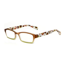 Calabria Hannah Reading Eye Glasses +2.00 Brown Olive Polka Dot Women Trendy Readers Rectangular Eyeglasses w/Case