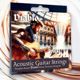 Diablo ACOUSTIC Guitar Strings 11-50 Phosphor Bronze Light Set - Full Pack of 6 Replacement Strings - Pro Artisan Strings Suitable For Acoustic and Semi Acoustic Guitars