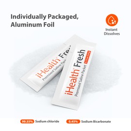 iHealth Fresh Premixed Saline Packet 90 Packets, 0.9% Isotonic Saline Solution for Electric Nasal Irrigator - Non-Iodized, Sinus Relief & Allergy Care