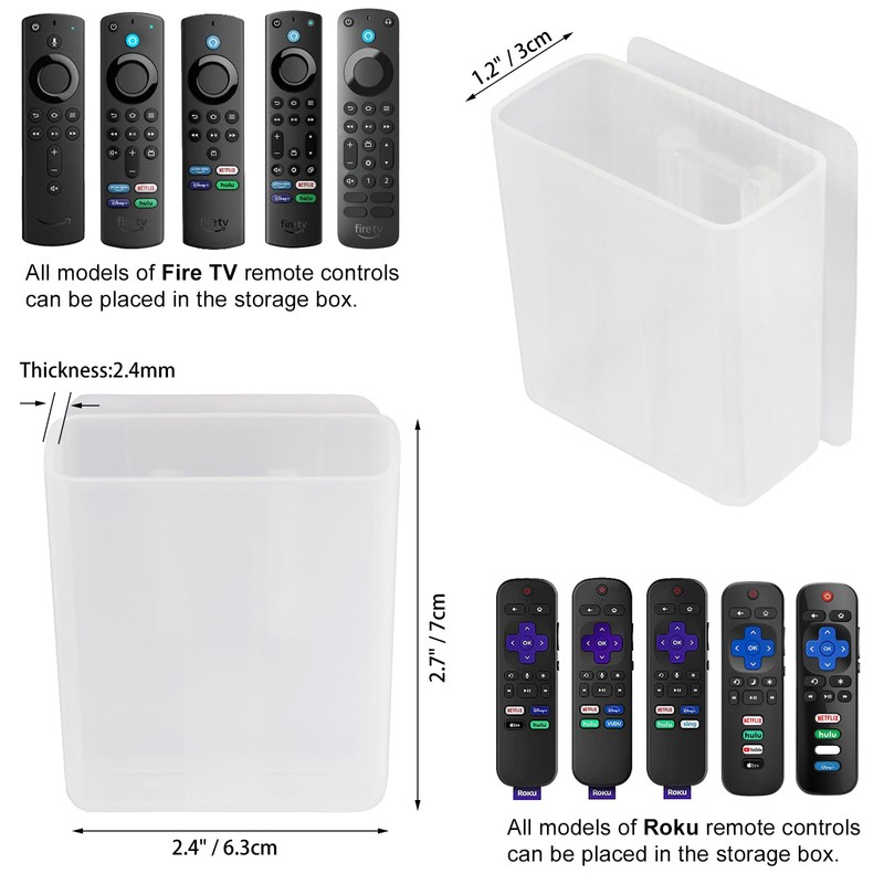 [2 Pack] Universal Remote Control Holder 7x6x3cm, Wall Mount Media