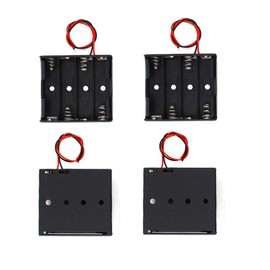 MulticoloredLED 4 x 1,5 V AAA Clip de Resorte de batería Caja de Almacenamiento de plástico 4 Ranuras x 1,5 V AAA Soporte de batería Negro Rojo Cables de Alambre Negro (4 AAA)