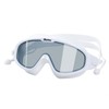 Water-View Swimming Goggles with Integrated Earplugs and Transparent Gray Lenses White
