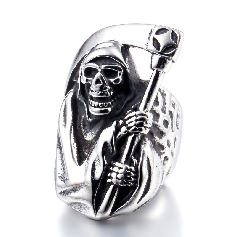 ZMY Home Fashion Stainless Steel Jewelry Rings Silver Grim Reaper
