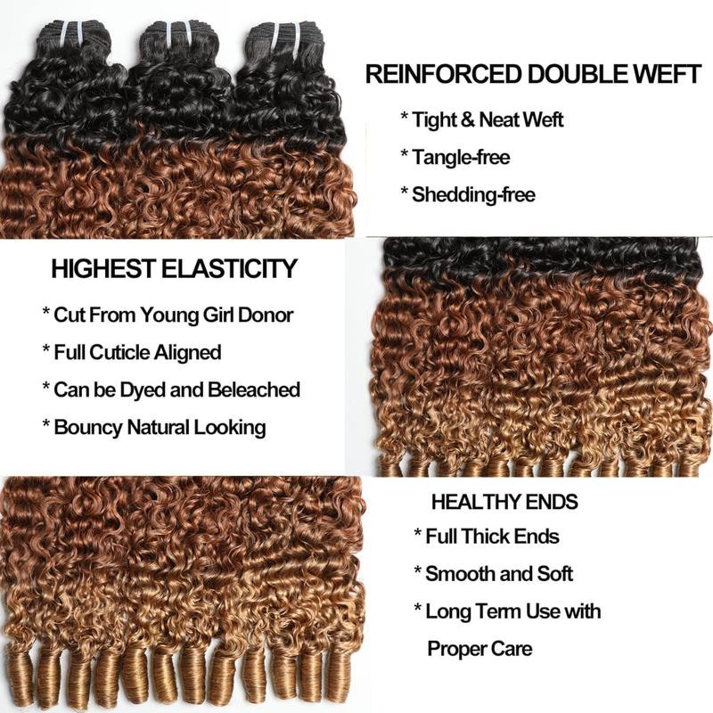 VIPbeauty Ombre Blonde Burmese Curly Human Hair Bundles Unprocessed Burmese