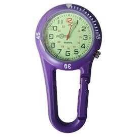 VOSO Clip on Carabiner Luminous Face FOB Watch Digital for Doctors Nurses Paramedics Chefs Sport Unisex Men Women (Purple)