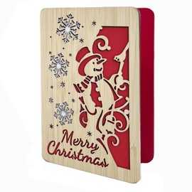 VANSUN Wooden Christmas Greeting Card,Handmade Christmas Blank Card,Merry Christmas Wood Card For Friends,Family