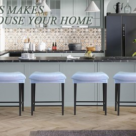 Bifaunvogel Bar Stool Cover Rectangle Set of 4 Velvet Stretch Counter Height Bar stools Slipcovers Saddle Stool Slipcover Bench Seat Protector Backless Bar Stools Covers for Kitchen Counter Light gray