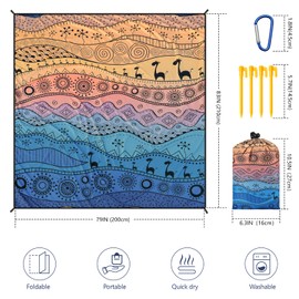 HIHOHO Waterproof Beach Blanket, Sandproof, Extra Large, Beach Mat 200 x 210 cm/120 x 108 Inches for 1-8 Adults, Quick Dry, Durable, Outdoor Picnic Mat for