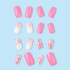 24PCS Medium False Nails with Glue Stickers,Coffin Full Cover Acrylic